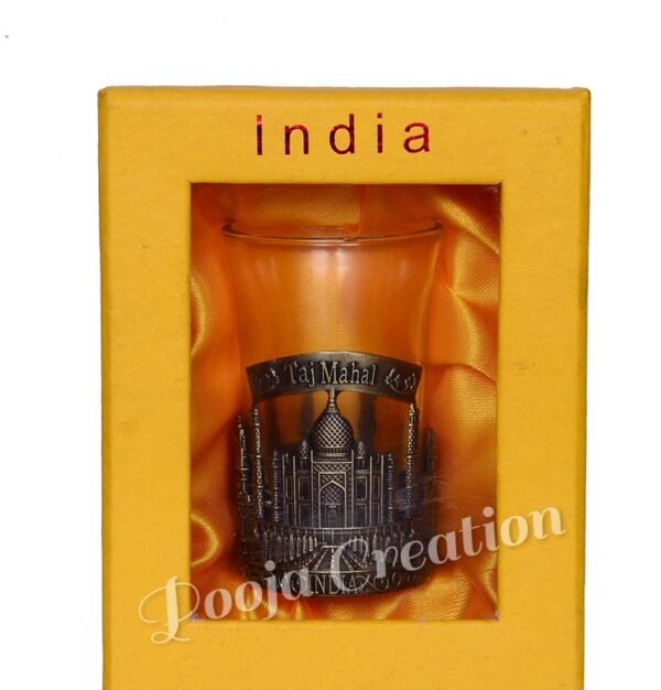 Tequila Shot Glass and Bar Glass with Handicrafts Taj Mahal Design Small Size Set of 4 Pcs