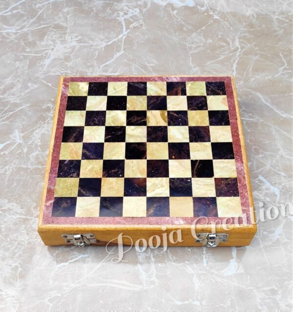 Marble Soapstone Chess Board Game ll Handicrafts indoor chess game - 8 inch - Image 5