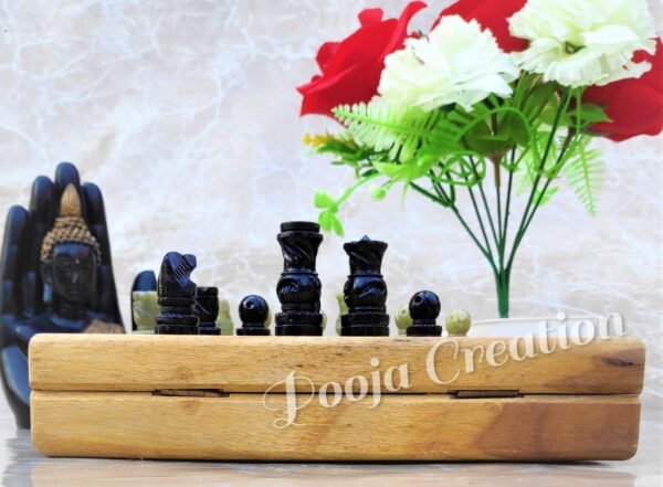 Marble Soapstone Chess Board Game ll Handicrafts indoor chess game - 8 inch - Image 6