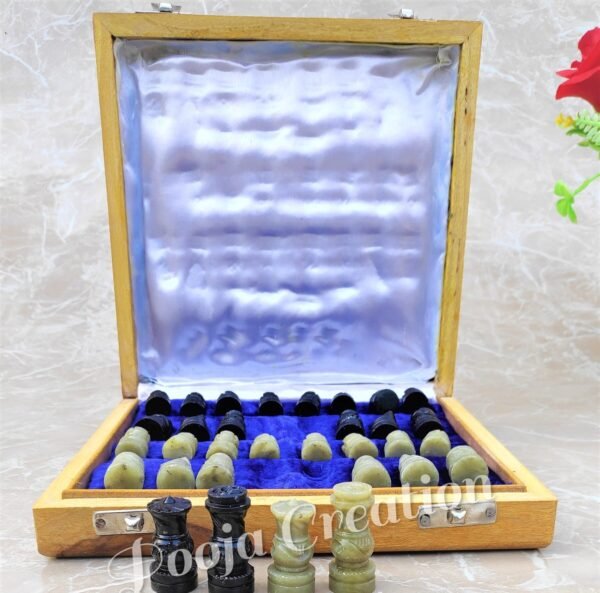 Marble Soapstone Chess Board Game ll Handicrafts indoor chess game - 8 inch - Image 4