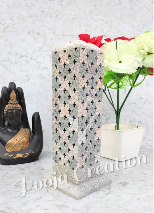 Marble Soapstone Incense Stick Holder Agarbatti Stand Tea Light Burner Candle Holder/Chess Carving Square Size for Home Decor - Image 7