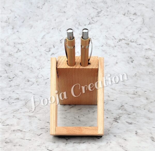 Indian Taj Mahal traditionally  Wooden Handmade Pen Stand with Clock For Office Table Decor & Gift Item. - Image 3