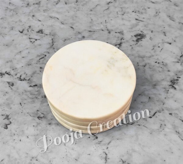 Handicraft White Marble Coaster Set , Hardstone Tea Coffee Coaster Set For Kitchen Decor & Gifts - Image 6