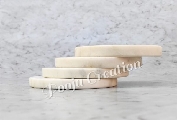 Handicraft White Marble Coaster Set , Hardstone Tea Coffee Coaster Set For Kitchen Decor & Gifts - Image 7