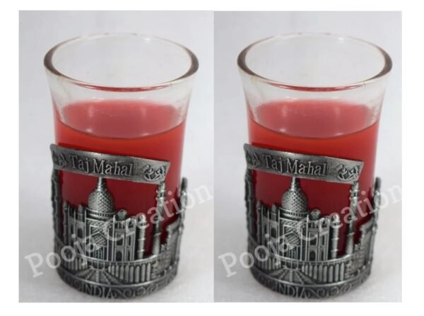 Tequila Shot Glass and Bar Glass with Handicrafts Taj Mahal Design Small Size Set of 4 Pcs - Image 3