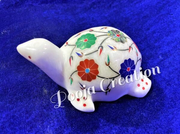 Handicraft marble inlay Work gemstone Turtle Tortoise Showpeice gift Lucky feng shui item- 4 inch - Image 7