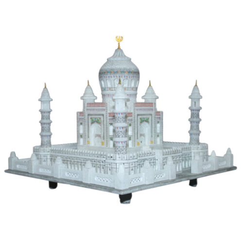 White Marble Handicraft Original Monument Replica Taj Mahal Sculpture For Home Decor & Gift Purpose Item In Big Size 9 x 11 inch