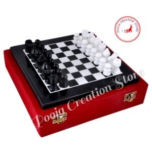 Handicraft White Marble Chess Board Game With Velvet Box for Home Decor - Play & Gifts Purpose Size 10 inch