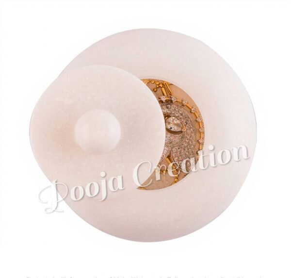 White Marble Ring Box ,KumKum Sindoor Dani of indian traditionally decorative item ll indian bride box ll Marriage gift box - Image 3