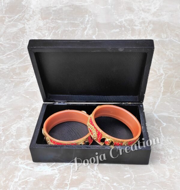 Handcarved Black Marble Taj mahal and Floral inlay Work Jewellery Box for Multi Purpose Use and Perfect Gift for Women and Girls - Image 5