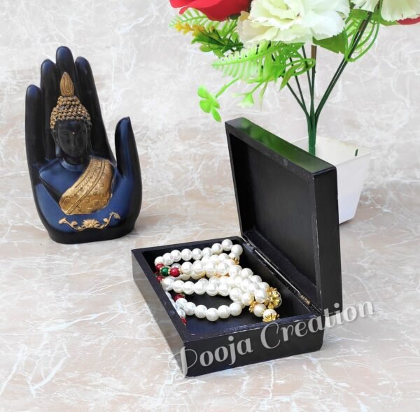 Handcarved Black Marble Taj mahal and Floral inlay Work Jewellery Box for Multi Purpose Use and Perfect Gift for Women and Girls - Image 4