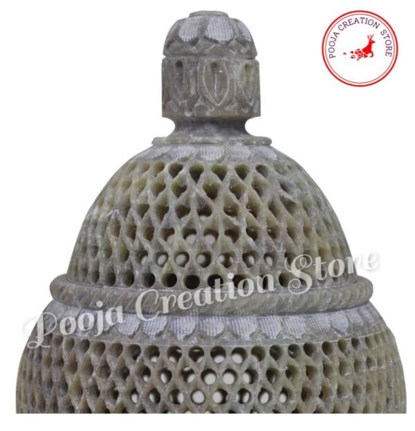 Hand Crafted Soapstone with Jali Carving Stoneware Candle Holder Tea Light Candle Holder Handi Shape - Image 5