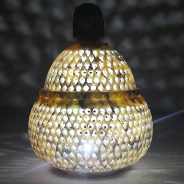 Hand Crafted Soapstone with Jali Carving Stoneware Candle Holder Tea Light Candle Holder Handi Shape - Image 7