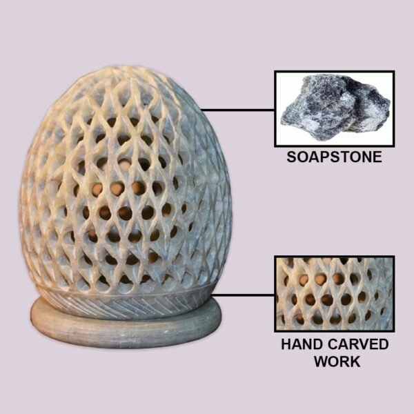 Handicrafts Marble Soapstone Tea Light Candle Holder| Egg Shape | Home & Office Décor | Tea Light Gift Set for Festive Season | Gift Hampers for Special Occasion-3.5 inch - Image 6
