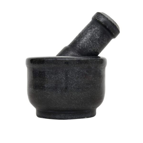 Black Marble Mortar & Pestle Sets Ayurvedic Medicine Crusher Bowl/Kharal/Khalbatta/Imam Dasta/Ohkli Musal/Idi Kallu/Khal Musal/Spice Grinder/Spice Masher - 4 inch - Image 5