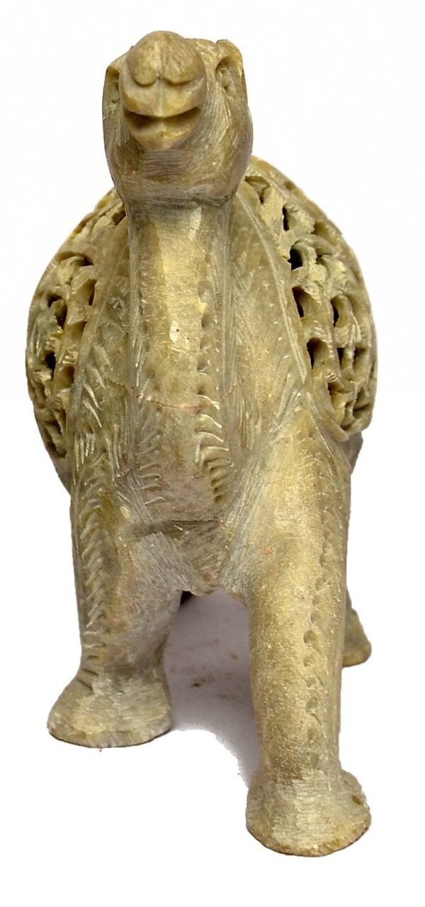 Handicraft Soasptone Camel Set Made of Marble Soapstone fine Engraving Jali Work, Home and Office Decorative Item (Set of 2) 4 inch - Image 2