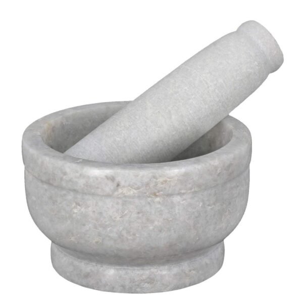 White Marble Handicrafts Mortar and Pestle Set | Imam Dasta, Kharal, Kundi, Okhli | kitchen tools - 4 inch