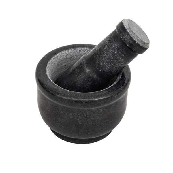 Black Marble Mortar & Pestle Sets Ayurvedic Medicine Crusher Bowl/Kharal/Khalbatta/Imam Dasta/Ohkli Musal/Idi Kallu/Khal Musal/Spice Grinder/Spice Masher - 4 inch - Image 3
