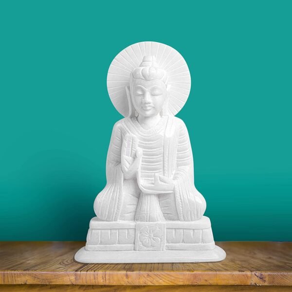 Handicrafts White Marble Buddha Statue Idol | Meditating Gautama Buddha in Peace | Perfect for Home Decor, Living Room |  6 inch - Image 4
