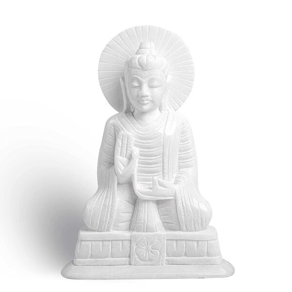 Handicrafts White Marble Buddha Statue Idol | Meditating Gautama Buddha in Peace | Perfect for Home Decor, Living Room |  6 inch - Image 2