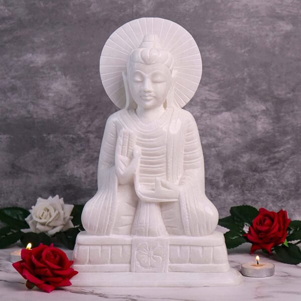 Handicrafts White Marble Buddha Statue Idol | Meditating Gautama Buddha in Peace | Perfect for Home Decor, Living Room |  6 inch - Image 3