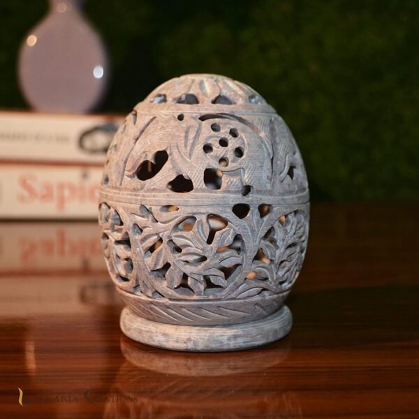 Marble Soapstone Tea Light Candle Holder Set of 2 | Egg Shape | Home & Office Décor | Tea Light Gift Set for Festive Season | Gift Hampers for Special Occasion-3.5 inch - Image 11