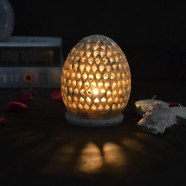 Marble Soapstone Tea Light Candle Holder Set of 2 | Egg Shape | Home & Office Décor | Tea Light Gift Set for Festive Season | Gift Hampers for Special Occasion-3.5 inch - Image 12