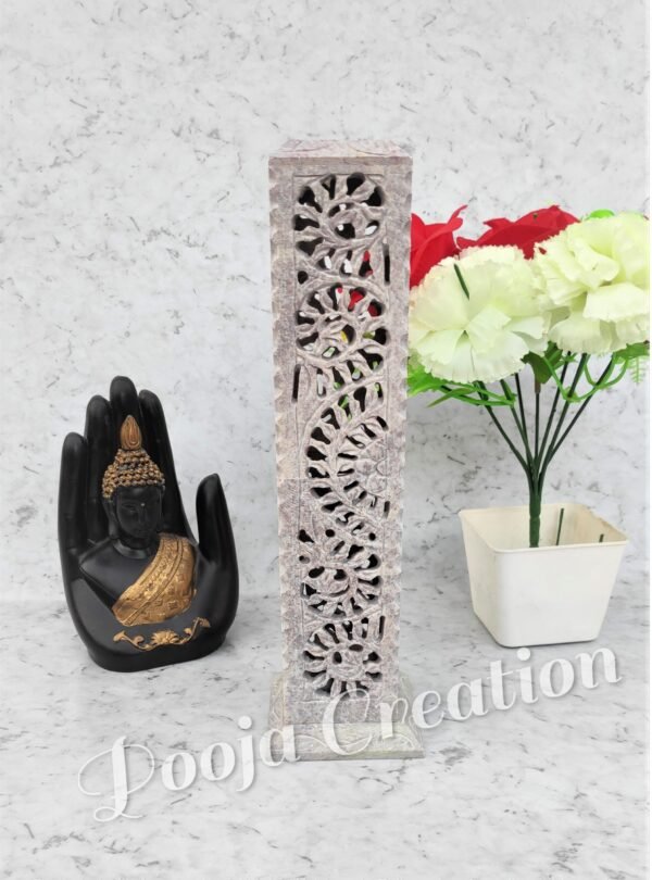 Handcrafted Soapstone Marble Flower Work Incense Holder Tea Light Candle Holder Diffuser Agarbatti Stands with Free Incense Sticks for - Gifting, Meditation, Aromatherapy & Home Decor 10 inch - Image 5