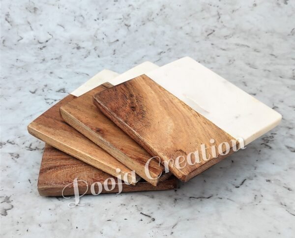 Handicraft White Marble Coaster Set , Hardstone Tea Coffee Coaster Set For Kitchen Decor & Gifts - Image 7