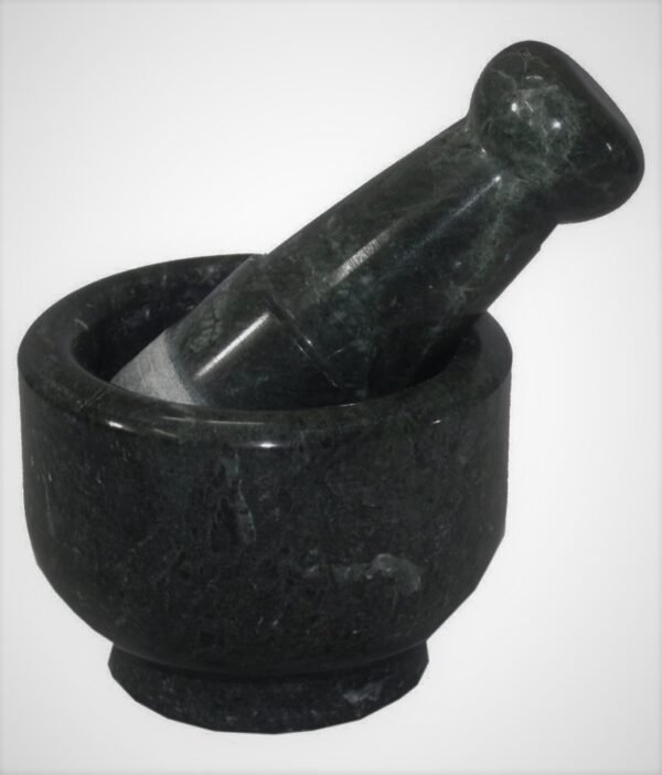 Black Marble Mortar & Pestle Sets Ayurvedic Medicine Crusher Bowl/Kharal/Khalbatta/Imam Dasta/Ohkli Musal/Idi Kallu/Khal Musal/Spice Grinder/Spice Masher - 4 inch