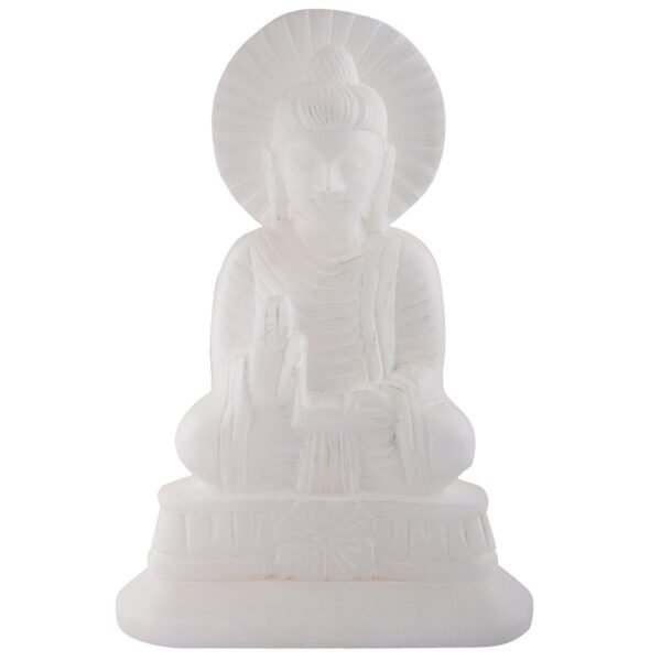 Handicrafts White Marble Buddha Statue Idol | Meditating Gautama Buddha in Peace | Perfect for Home Decor, Living Room |  6 inch