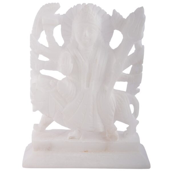 Handicrafts White Marble Sherawali MATA Durga Maa Vaishno Devi Statue Murti for Pooja Room Home Temple Big Large Size 7 inch
