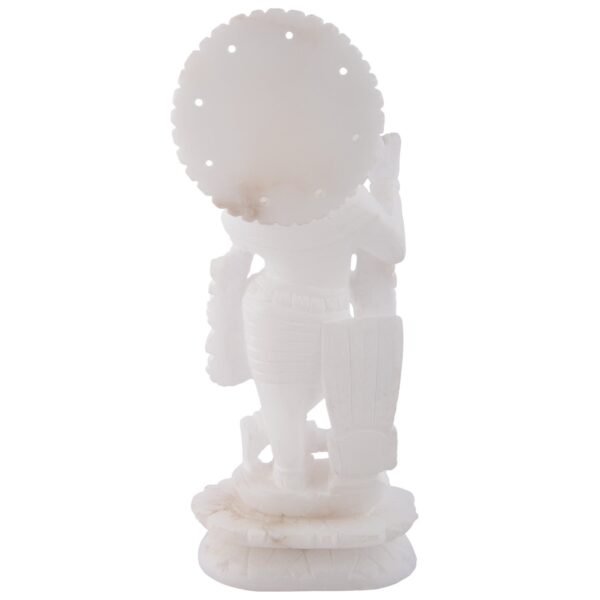 White Marble Krishna Murti | Lord Krishna Marble Idol for Home | Fine Artwork Marble Krishna Statue  9 Inches - Image 3