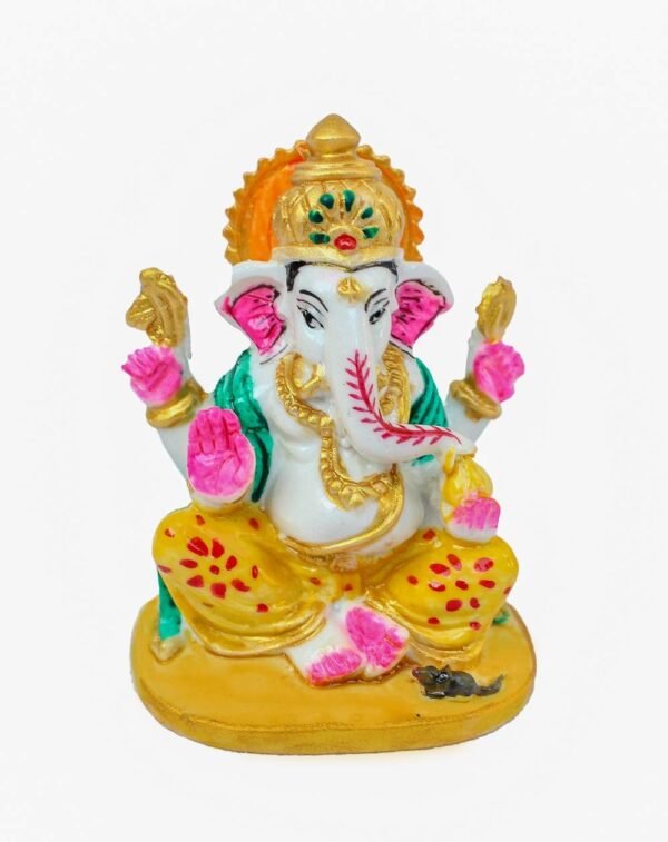 White Marble Laxmi & Ganesha ji with Pooja Chowki Idol Statue Handmade Painted for Home Decor Showpiece Or Corporate Gifts - Image 4