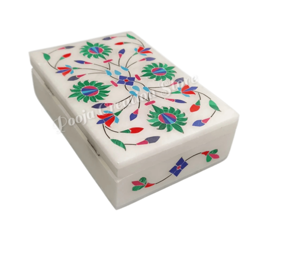 Handicrafts Marble inlay Work Jewellery Box for Multi Purpose Use and Perfect Gift for Women and Girls - Image 3
