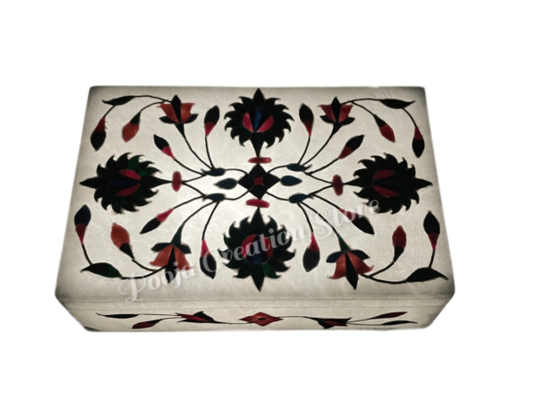Handicrafts Marble inlay Work Jewellery Box for Multi Purpose Use and Perfect Gift for Women and Girls - Image 4