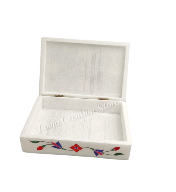 Handicrafts Marble inlay Work Jewellery Box for Multi Purpose Use and Perfect Gift for Women and Girls - Image 5