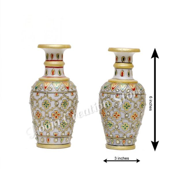 White Marble Handicrafts Jali Flower vase for Home Decor, Living Room, Bedroom, Drawing Room, Office Table Centerpiece 6 inch - Image 4