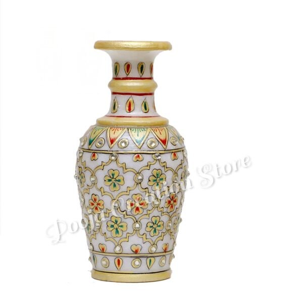 White Marble Handicrafts Jali Flower vase for Home Decor, Living Room, Bedroom, Drawing Room, Office Table Centerpiece 6 inch