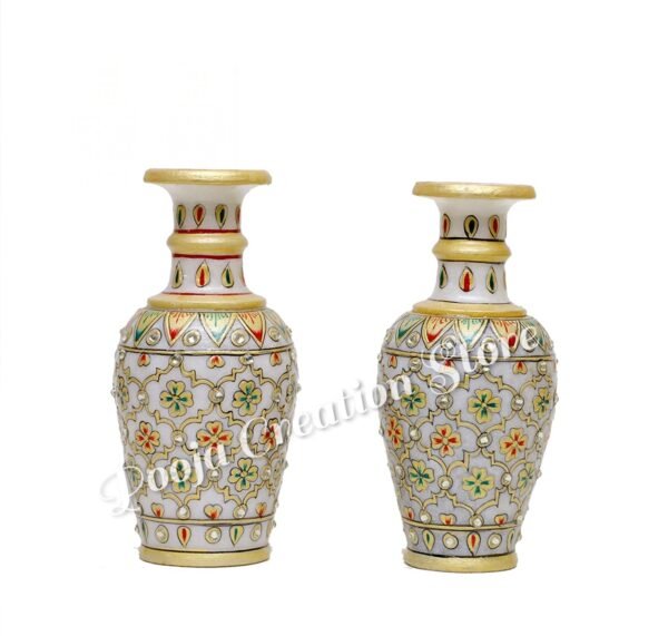White Marble Handicrafts Jali Flower vase for Home Decor, Living Room, Bedroom, Drawing Room, Office Table Centerpiece 6 inch - Image 2