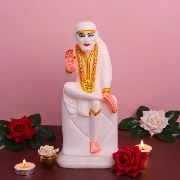 Handicrafts Shirdi Sai Baba ji  idol for temple and room decoration and study gift - 8 inch - Image 5