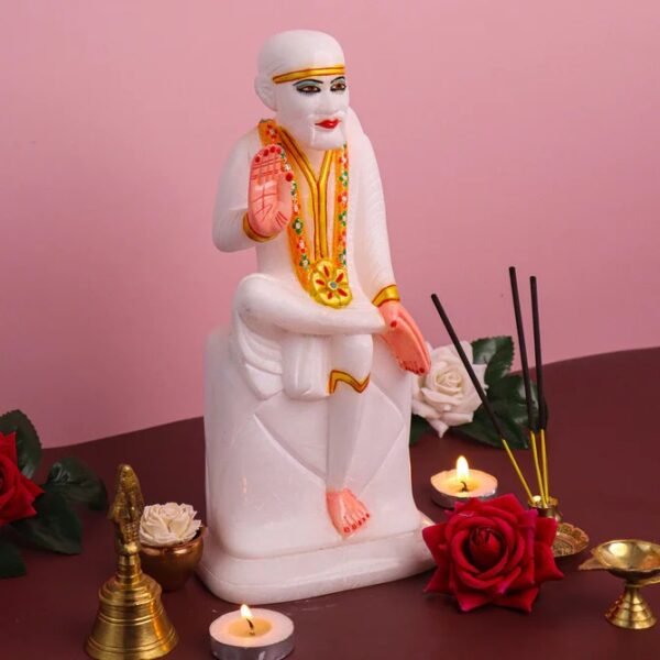 Handicrafts Shirdi Sai Baba ji  idol for temple and room decoration and study gift - 8 inch - Image 4