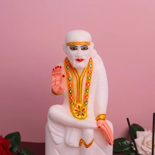 Handicrafts Shirdi Sai Baba ji  idol for temple and room decoration and study gift - 8 inch - Image 3