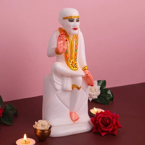 Handicrafts Shirdi Sai Baba ji  idol for temple and room decoration and study gift - 8 inch - Image 2
