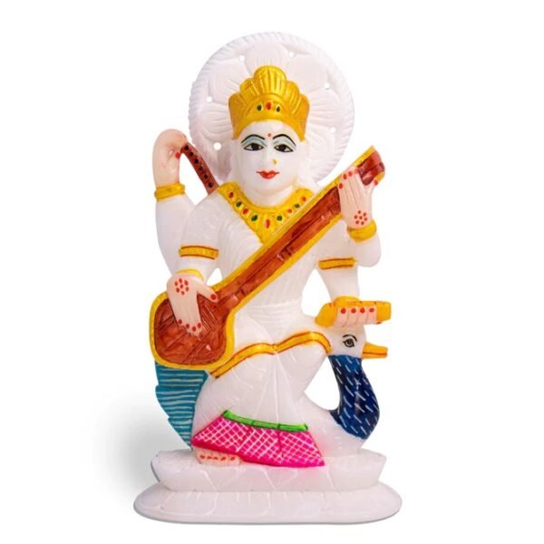 Handicrafts saraswati ji  idol for temple and room decoration and study gift - 8 inch