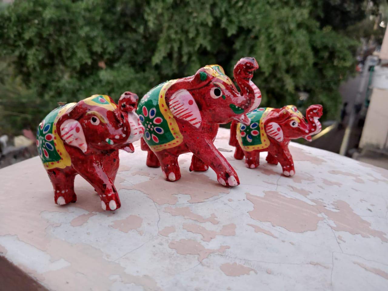 Handicraft 3 inch Paper Mache Elephant Set of 3 Decorative