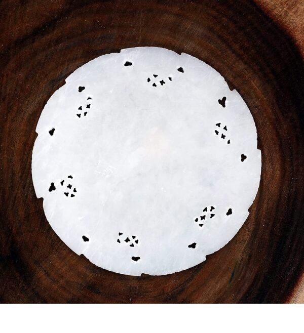 White Stoneware Flower Meenakari Inlay Work Plate Home Sculptress Decorative and Gift Item - 7 inch - Image 5