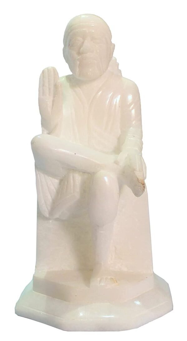 White marble handicraft Sai baba statue 9 inch idol for office temple and decorative items