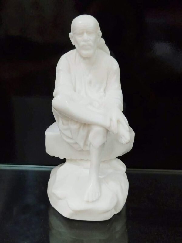 White marble handicraft Sai baba statue 9 inch idol for office temple and decorative items - Image 5