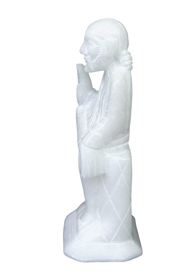 White marble handicraft Sai baba statue 9 inch idol for office temple and decorative items - Image 2